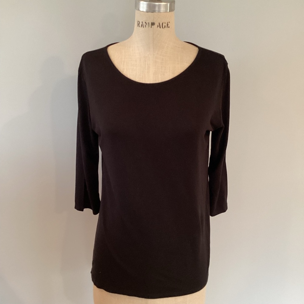 Kim & Cami 3/4 Sleeves Black Hi/Lo Top Size Medium